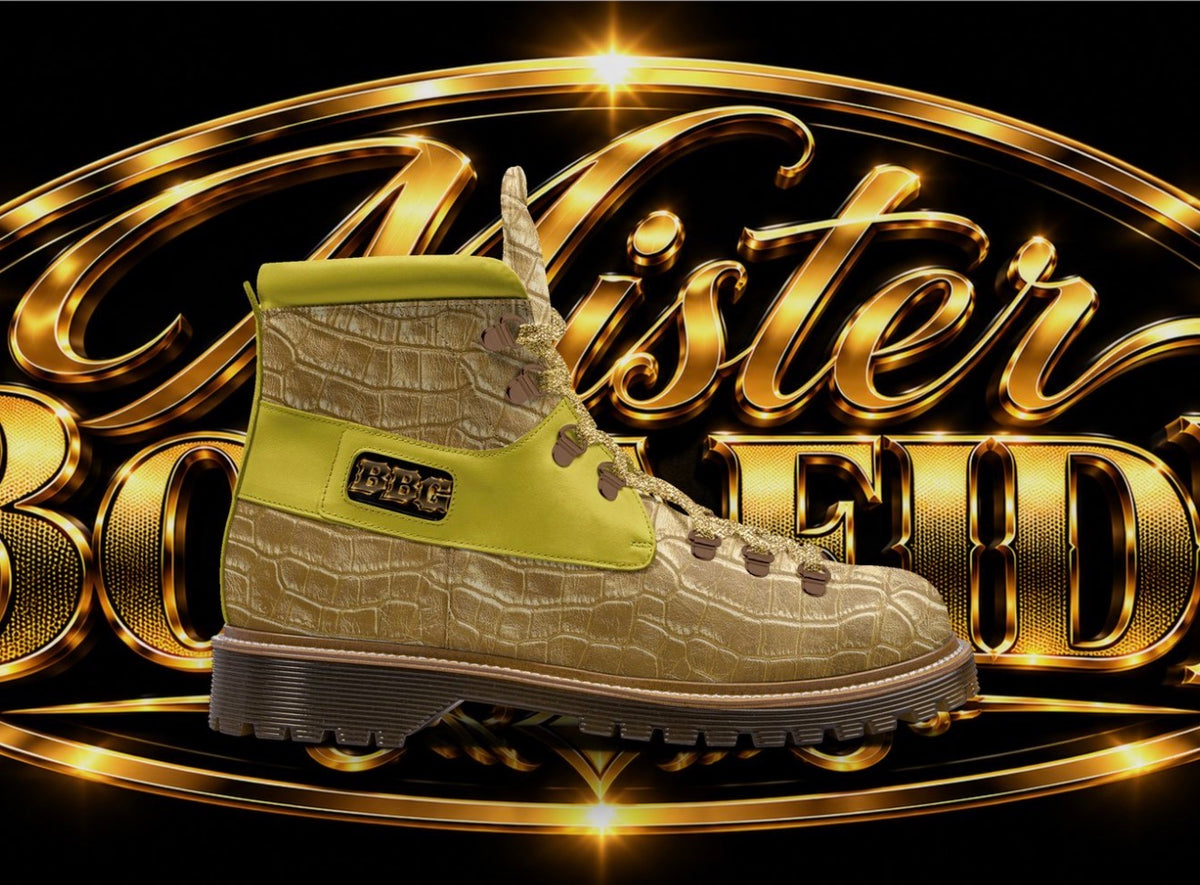 BBG Gold Crocodile Luxury High-Top Boots