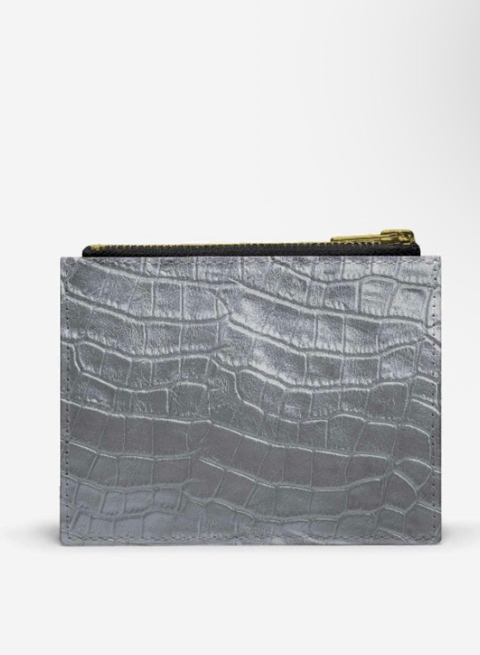 DAMAKÉ™ Black Gold Croc Luxe Zip Cardholder