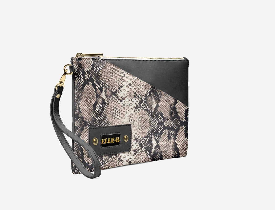 ELLE-B™ Python Luxe Colorblock Wristlet Clutch
