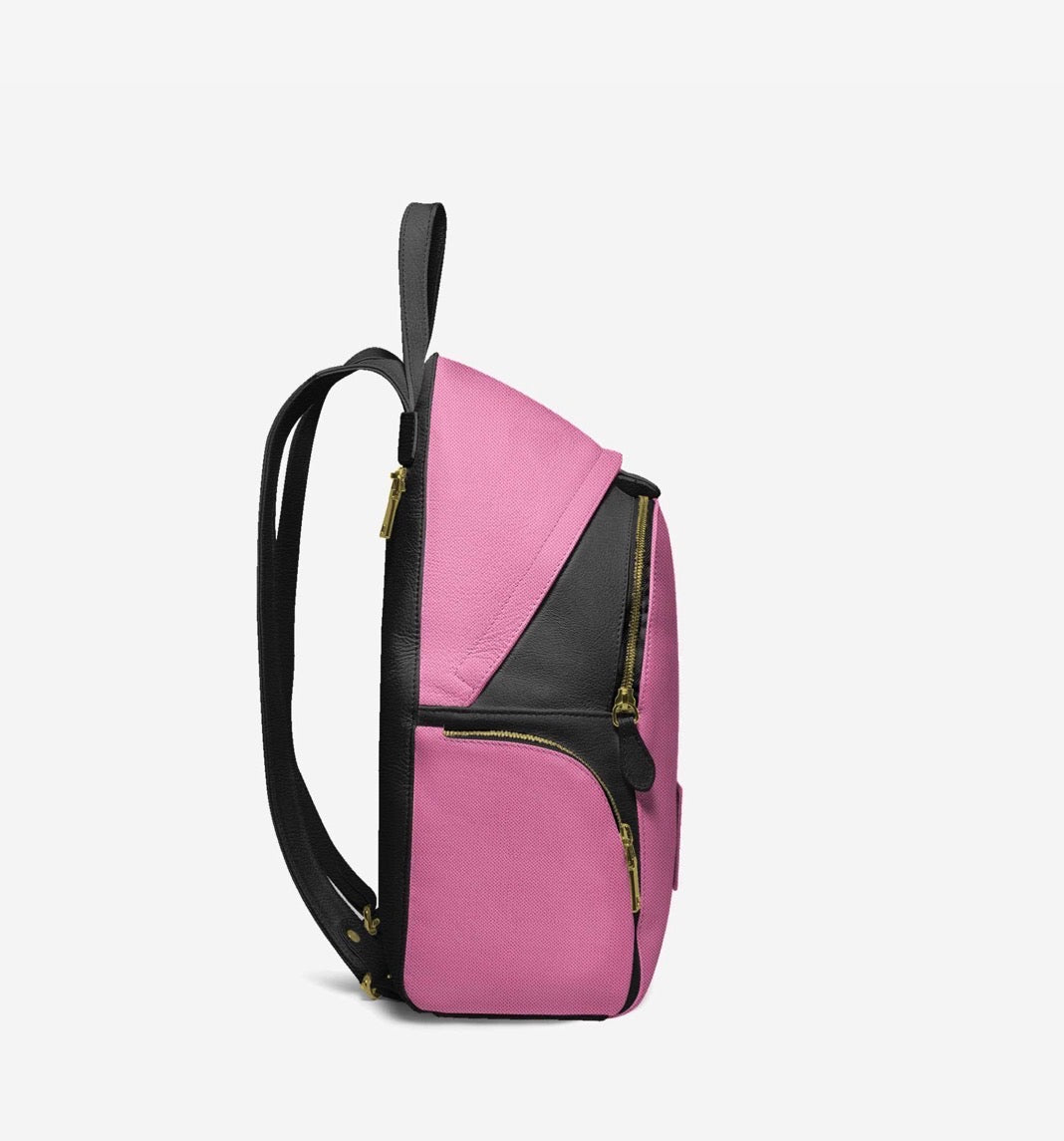 HALLEYBEE’S Pink Glamour Luxury Fashion Backpack with Black & Gold Accents
