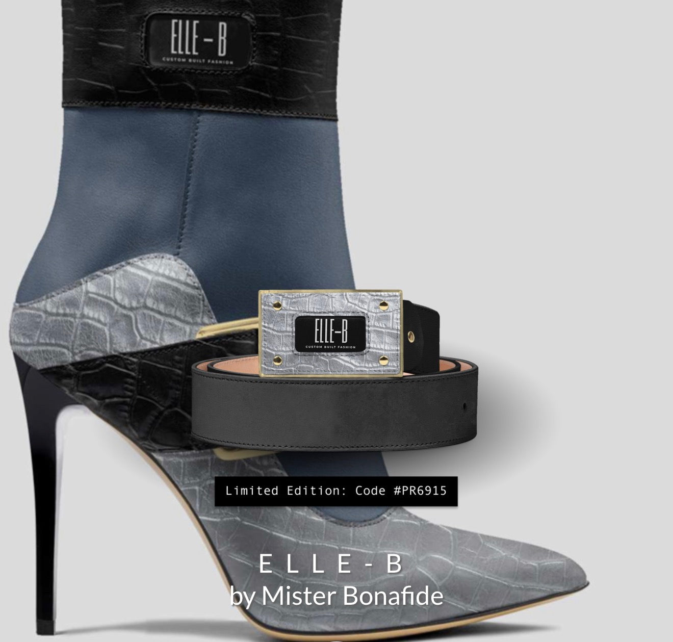 ELLE-B Signature Croc-Plate Belt