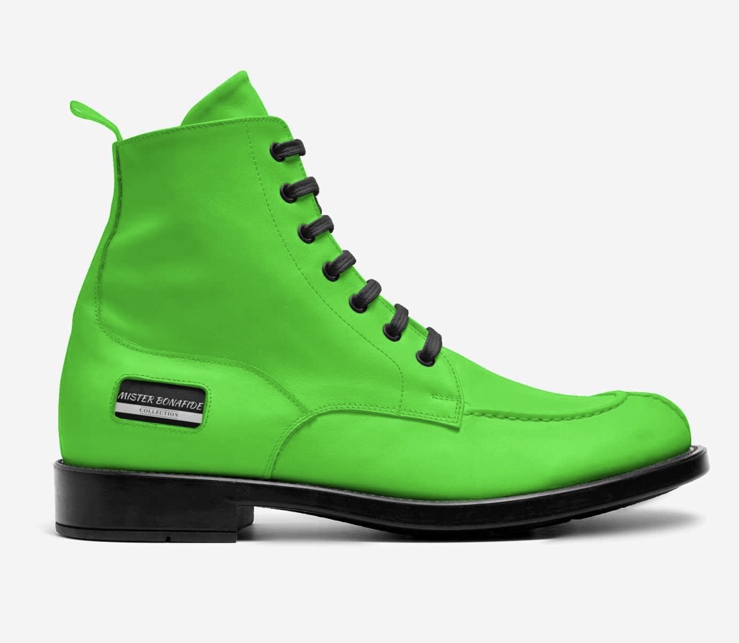 Mister Bonafide Electric Green Luxury Lace-Up Dress Boots