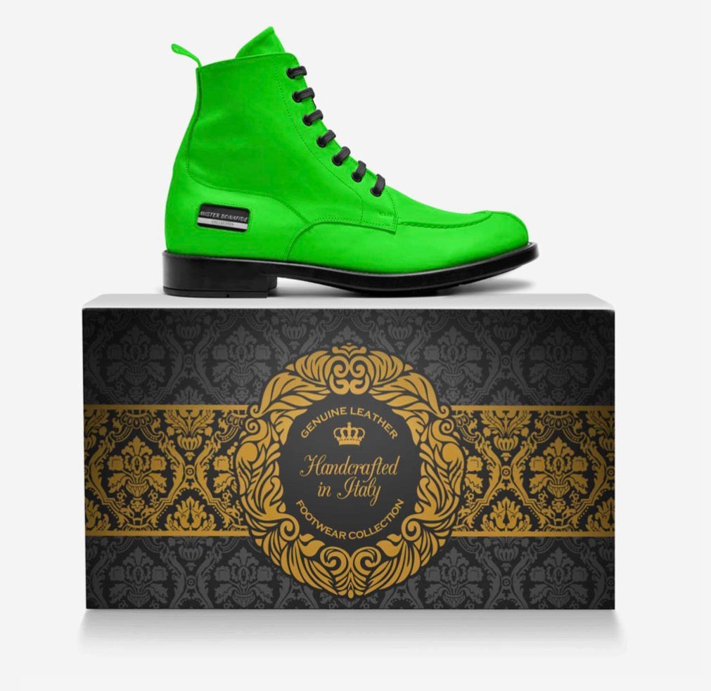 Mister Bonafide Electric Green Luxury Lace-Up Dress Boots