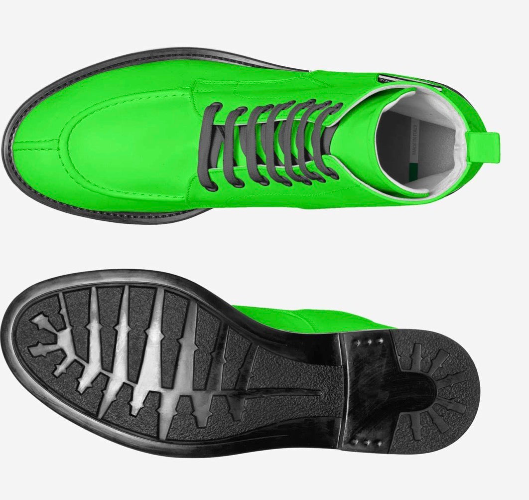 Mister Bonafide Electric Green Luxury Lace-Up Dress Boots