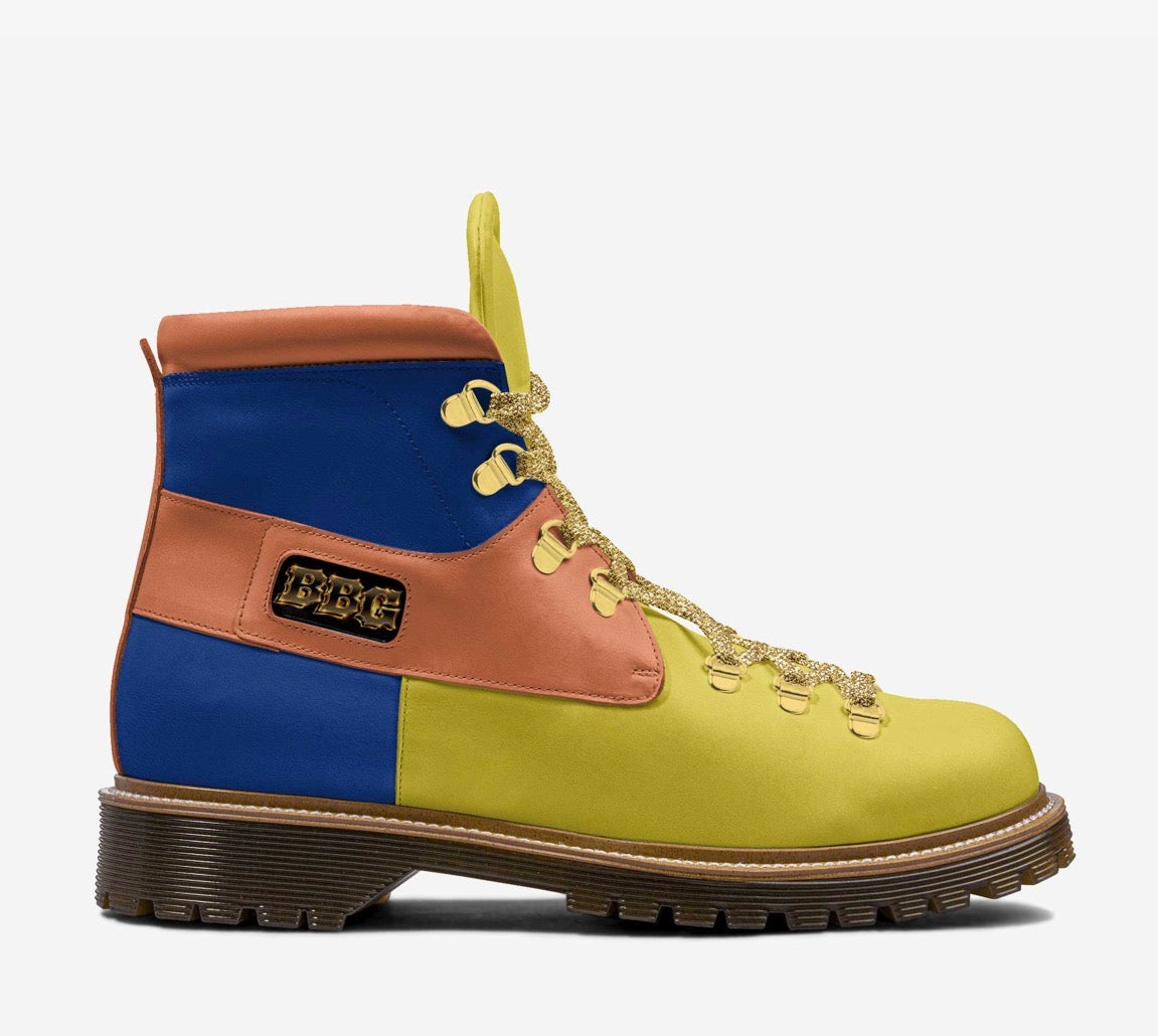 BBG Royal Blue & Gold Colorblock Luxury High-Top Boots