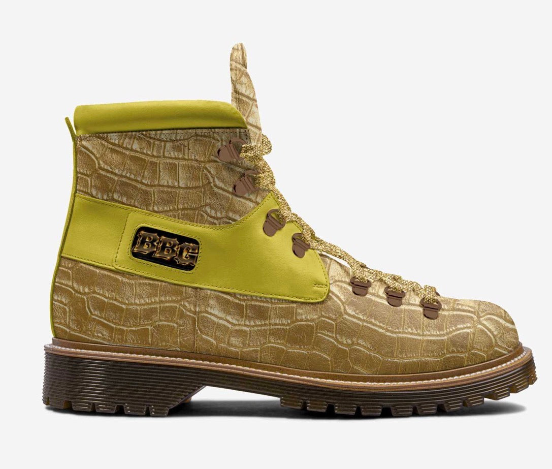 BBG Gold Crocodile Luxury High-Top Boots