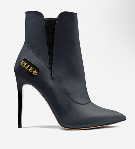 ELLE-B™ Black Silver Croc Luxe Stiletto Ankle Boot