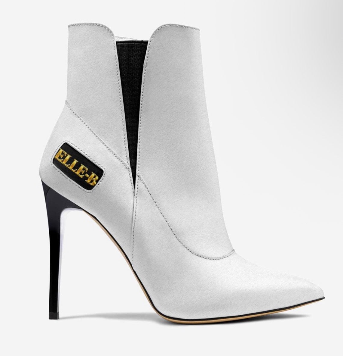 ELLE-B™ White Diamond Black Stiletto Ankle Boot