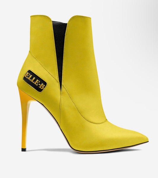 ELLE-B™ Golden Yellow Luxe Stiletto Ankle Boot