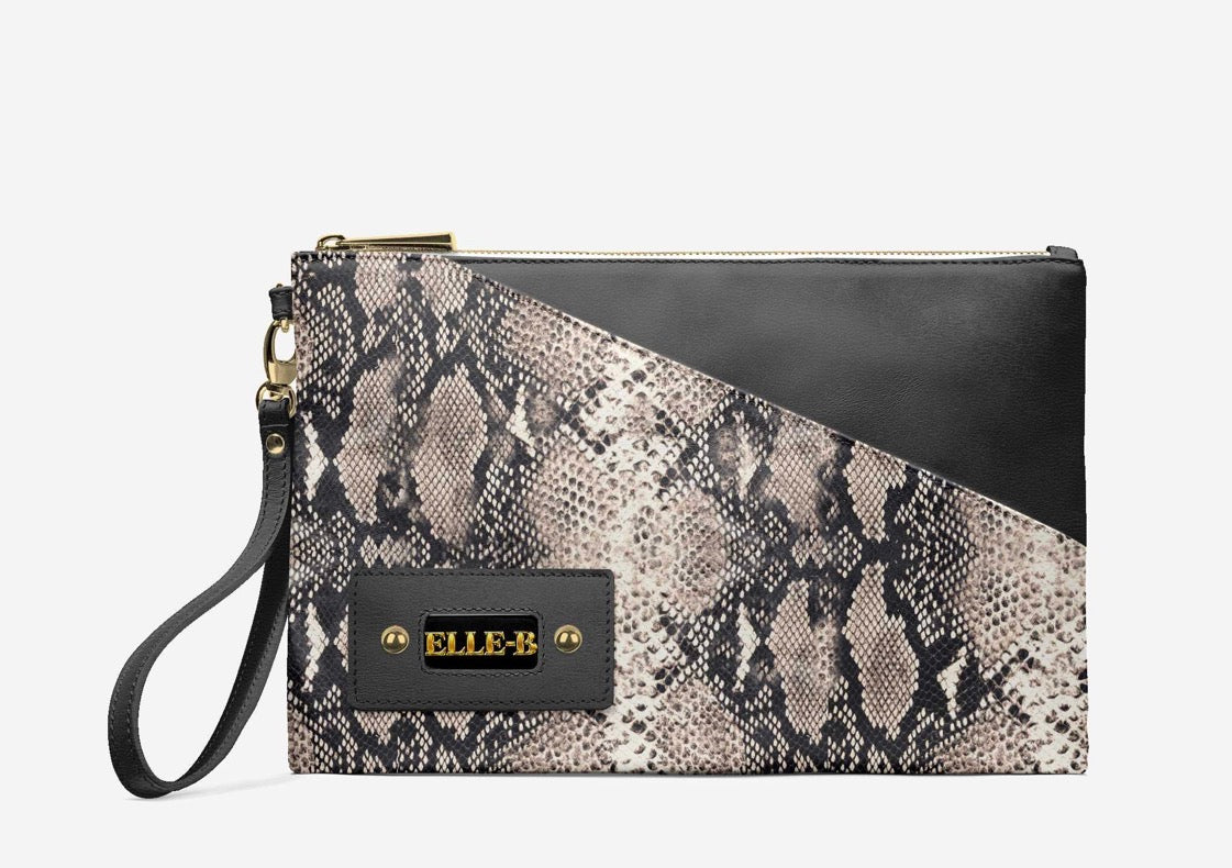 ELLE-B™ Python Luxe Colorblock Wristlet Clutch