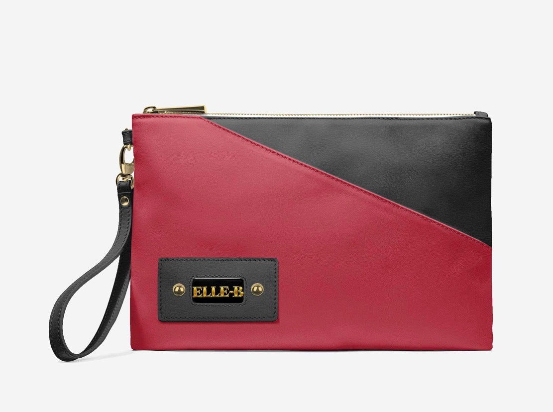 ELLE-B™ Ruby Red Luxe Colorblock Wristlet Clutch