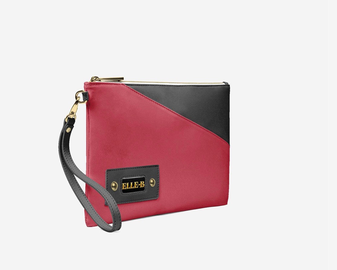 ELLE-B™ Ruby Red Luxe Colorblock Wristlet Clutch
