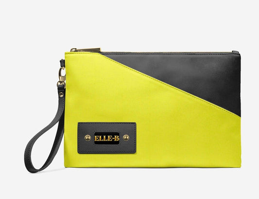 ELLE-B™ Neon Yellow Luxe Colorblock Wristlet Clutch