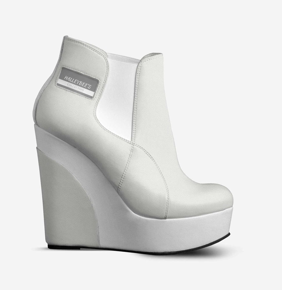 HALLEYBEE’S Snow White Luxury Platform Wedge Ankle Boots