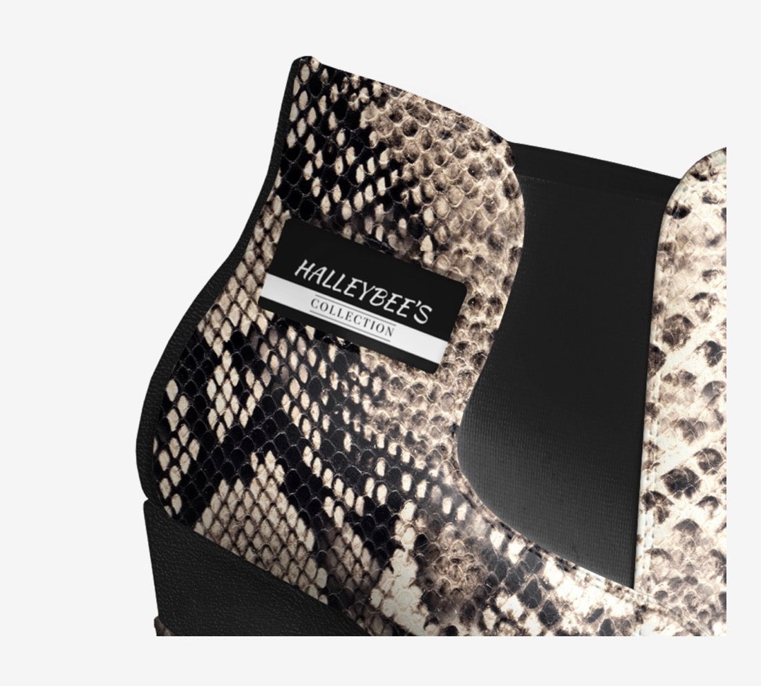 HALLEYBEE’S Exotic Python Snakeskin Luxury Platform Wedge Ankle Boots