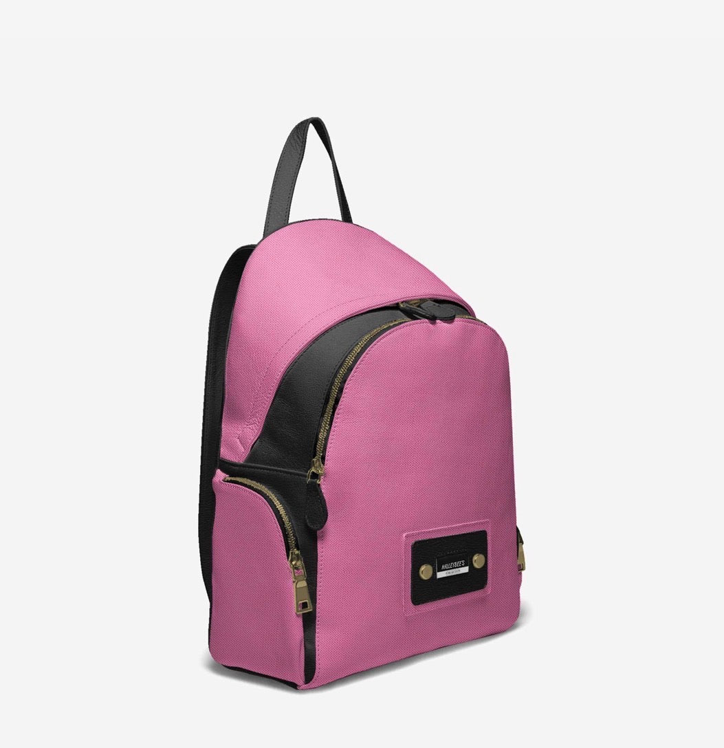 HALLEYBEE’S Pink Glamour Luxury Fashion Backpack with Black & Gold Accents