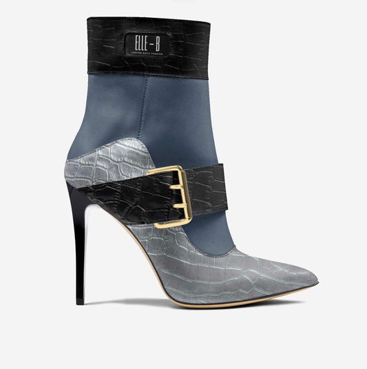 DAMAKE™ Steel Croc Buckle Stiletto Boot