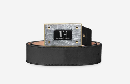 ELLE-B Signature Croc-Plate Belt